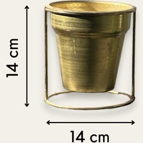 تصویر گلدان کوچک طلایی پایه دار 