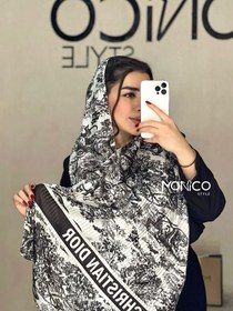 تصویر شال ابریشم ژاکارد DIOR جنگل مشکی کد3071 