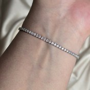 تصویر دستبند زنانه تنسی رنگ نقره ای 