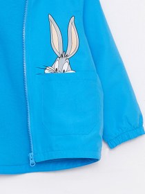 تصویر کاپشن نوزادی پسرانه آبی السی وایکیکی W29035Z1 Kapüşonlu Uzun Kollu Bugs Bunny Baskılı Erkek Bebek Yağmurluk