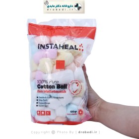 تصویر پنبه بهداشتی و آرایشی توپک رنگی اینستاهیل 100 گرم Hygienic cosmetic cotton balls colored instaheal 100 g