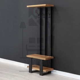 تصویر جالباسی جاکفشی چوب فلز ایستاده مدل مهرو - سفید / سفید Standing wooden metal shoe rack, Mehro model