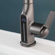 تصویر شیر ظرفشویی ۴ حالته 360 درجه شاوری نمایشگردار برند هایشنگ - استیل Multi-mode 360 ​​degree telescopic faucet with screen - Haisheng brand