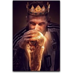 تصویر تابلو شاسی گوفی مدل لیونل مسی بازیکن فوتبال و جام جهانی Messi World Cup Football کد CRWN45 