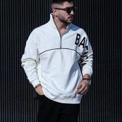 تصویر هودی مردانه بالنسیاگا نیم زیپ سایز ۳XL رنگ سفید 
