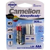 تصویر باتری نیم قلمی قابل شارژ کملیون مدل Always Ready ظرفیت 900 میلی آمپر ساعت بسته 2 عددی Camelion AlwaysReady 900mAh Rechargeable AAA Battery Pack of 2