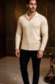 تصویر بلوز مردانه یقه‌دار خاکستری 