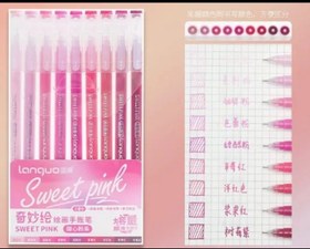 تصویر روان نویس وارداتی ( LANGUO ) پک 9 رنگ لانگو Languo gel pen ( SWEET PINK )