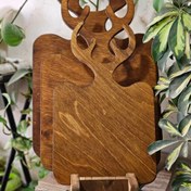 تصویر تخته سرو مربعی گوزنی زیبا و جذاب با بهترین کیفیت جنس چوب 