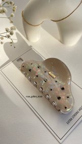 تصویر کلیپس مو طرح صدفی بژ نگین‌دار tosh 