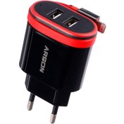 تصویر شارژر سیم وصل میکرو یو اس بی Arson AN-06 + دو پورت USB Arson AN-06 3.4A Wall Charger With Micro USB Cable