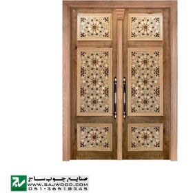 تصویر درب چوبی ورودی نمازخانه ،مسجد،اماکن متبرکه صنایع چوب ساج مدل TCG10 