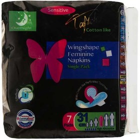 تصویر نوار بهداشتی ویژه شب بالدار تافته ۷ عددی Tafteh Thin Night Sanitary Pad 7pcs