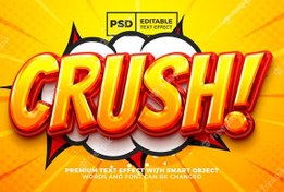 تصویر افکت متن فانتزی – Crush comic glossy 3d editable 