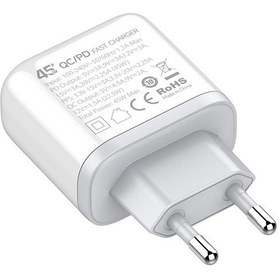 تصویر شارژر دیواری هیسکا مدل H-108 به همراه کابل تبدیل USB-C HISKA H-108 Car Charger