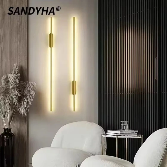 خرید و قیمت چراغ دیواری LED لولهای خطی ساده و مدرن خارجی طلایی، بالا ...
