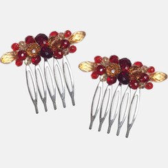 تصویر شانه مو و شانه شینیون کریستال قرمز (بسته 2عددی) مدل SH2SMRD 