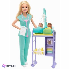 تصویر عروسک باربی متخصص اطفال مدل Barbie Pediatrician Dolls and Playset - زمان ارسال 15 تا 20 روز کاری 