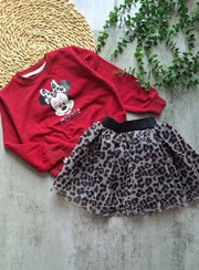 تصویر ست کراپ دامن دخترونه جنس کراپ دورس پنبه لاکرا - سایز 