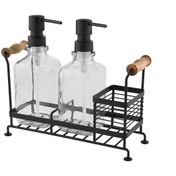 تصویر پمپ مایع ظرفشویی لیمون مدل دوقلو به همراه استند 