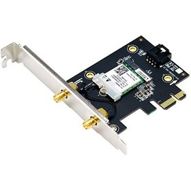 تصویر ASUS PCE-AX1800 - Dual Band PCI-E WiFi 6 (802.11ax) Adapter with 2 external antennas. Supporting total data rate up to 1800Mbps, Bluetooth 5.2, WPA3 network security, OFDMA and MU-MIMO Black 