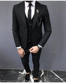 تصویر کت شلوار مردانه اورجینال برند JAKSTONE رنگ مشکی کد ty320069879 Slim Fit Kesim Yelekli Takım Elbise (gömlek+yaka Süsü+ Kravat+kemer )