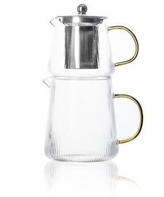 تصویر کتری قوری چای‌ساز سنتی شیشه ای ELISA BOROSILICATE ACAR 