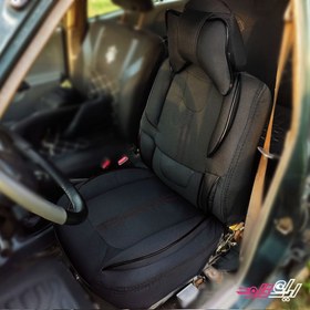 تصویر روکش صندلی پراید۱۳۱و۱۳۲برزنتی مدل گوچی فول طبی خلبانی باجای موبایلی پدطبی سروگودی کمرمتریال عالی مناسب ۱۳۱و۱۳۲ 