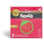 تصویر کاندوم خاردار با اسانس توت فرنگی فیستا 3عددی Strawberry dotted condoms fiesta 3pcs