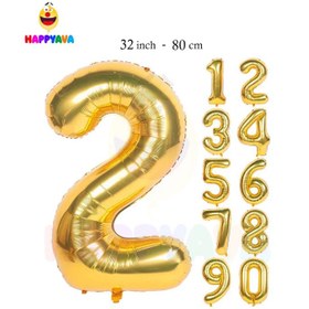 تصویر بادکنک فویلی عدد 32اینچ طلایی فونت آمریکایی 