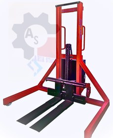 تصویر استاکر برقی دهنه باز ظرفیت ۳تن حداکثر ارتفاع ۲ متر آریا استاکر Electric stacker with a capacity of 3 tons and a maximum height of 2 meters