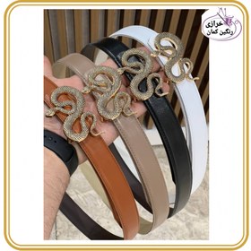 تصویر کمربند سگک ماری - عسلی 