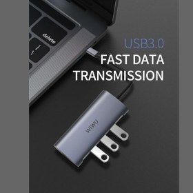 تصویر هاب تایپ سی 8 پورت مک بوک فلزی ویوو WiWU Alpha 831HRT Type-C Hub 8-in-1 Multiport Macbook Adapter 