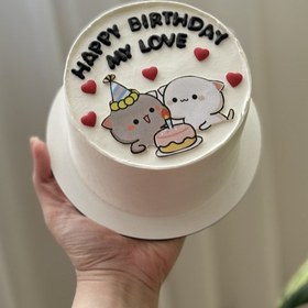 تصویر مینی کیک تولدگربه عاشق 