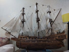 تصویر ماکت کشتی چوبی دست ساز 