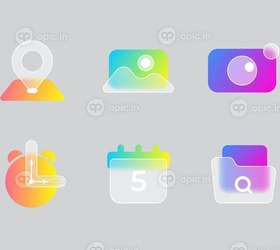 تصویر دانلود مجموعه آیکون شیشه مرفیسم رابط کاربری عمومی آیکون 