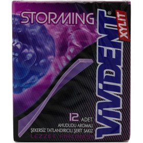 تصویر آدامس نواری بدون قند استورمینگ با طعم تمشک 12 عددی 33 گرم ویویدنت(اصلی) vivident gummy