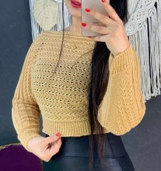 تصویر کراپ بافت فندوقی زنانه کد ۲۲۲۴ - گلبهی کراپ بافت فندوقی زنانه کد ۲۲۲۴