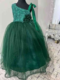 تصویر لباس عروس بچگانه یقه مصری مجلسی دخترانه - مشكي / سايز Dress