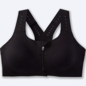 تصویر نیم تنه ورزشی زنانه بروکس مدل Brooks Dre Zip 2.0 Sports Bra|مشکی 