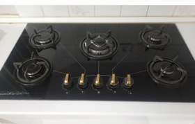 تصویر گاز صفحه ای ۵ شعله شیشه جنرال مدل gs5 Gas cooker glass 5 burner general model gs5