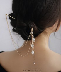 تصویر کانزاشی فلزی دو تایی لاله سفید اویزدار 