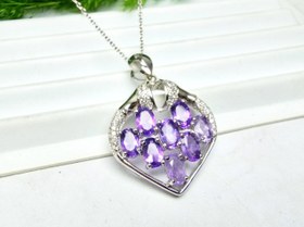 تصویر مدال توگردنی ۸ نگین آمیتیست اصلی 