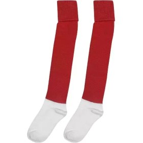 تصویر جوراب فوتبالی ساق بلند کف حوله ای قرمز 
