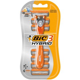 تصویر دسته و یدک ژیلت Bic Hybird تیغ ۳ لبه 