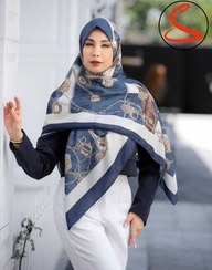 تصویر روسری نخی سیا اسکارف سرمه ای کد C25074 