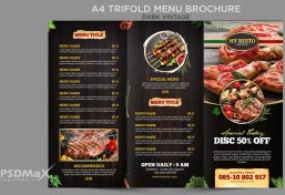 تصویر منوی سه لت رستوران و فست فود مشکی 