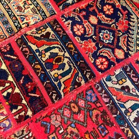 تصویر فرش چهل تیکه کلاژ گرد یک متری patchwork