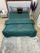 تصویر روتختی یک و نیم نفره هتلی سبزیشمی و ذغالی کد H465 ارزانچی 