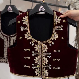 تصویر سخمه جواهردوزی سلطنتی مشکی و زرشکی کد 1159 